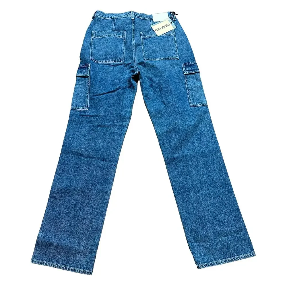 GRLFRND Straight Cargo Jeans SIZE 31 High Rise Slim Business Casual USA $245 NEW - Picture 6 of 12